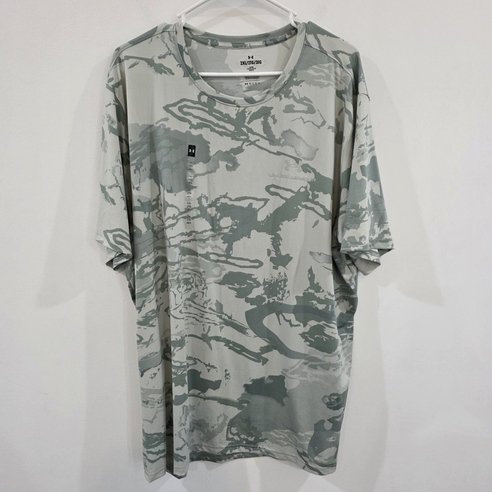 Under Armour Mens Rush Camo T Shirt Size 2XL Loose Fit Workout Gym Athleisure